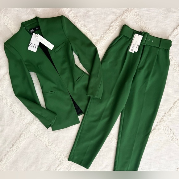 Zara Jackets & Blazers - Zara Emerald Green Suit Set
